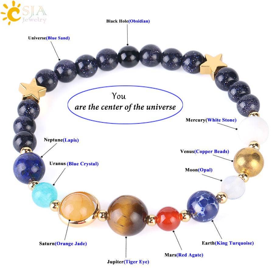 Galaxy Solar System Natural Stone Bracelet