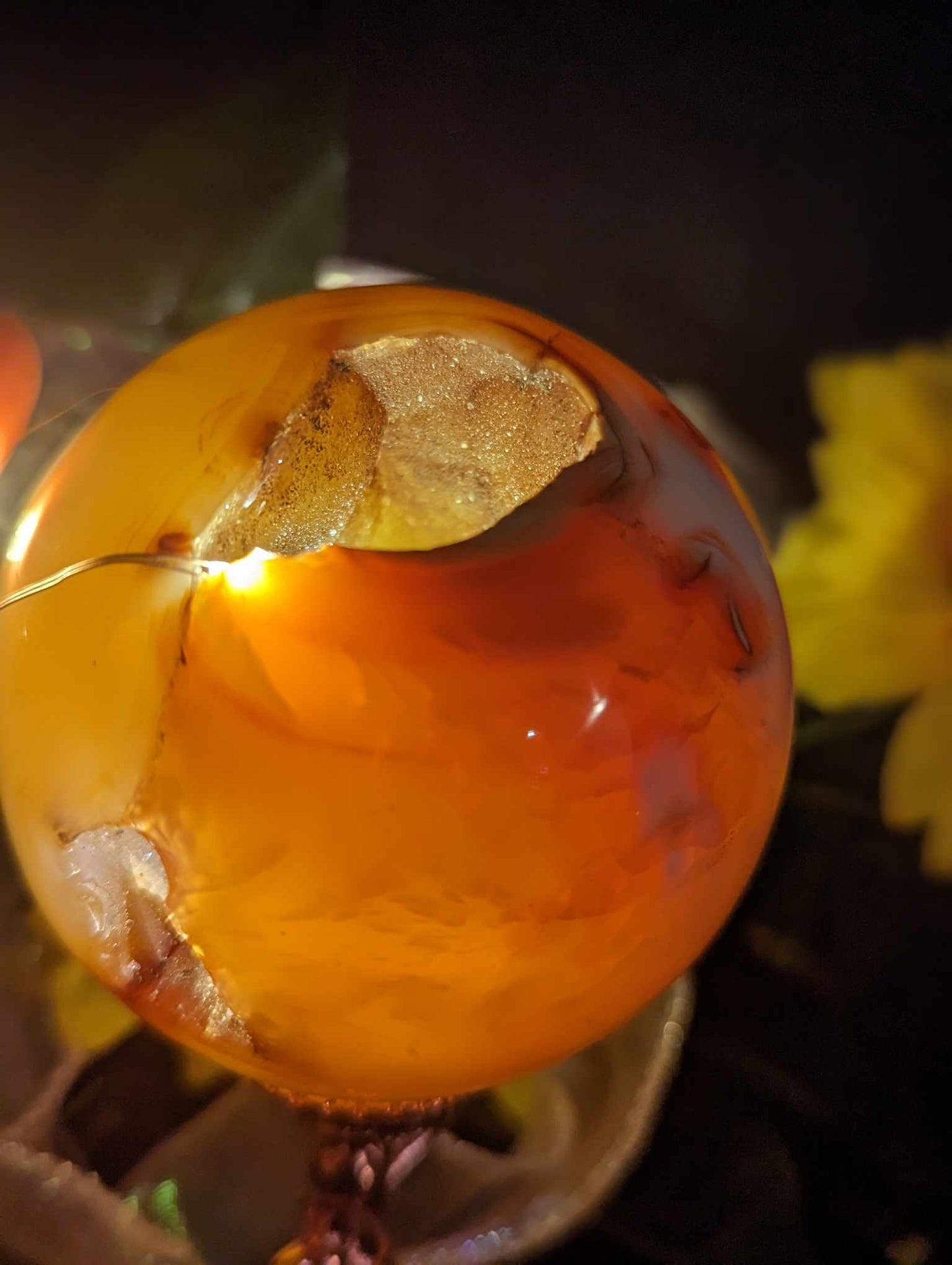 Carnelian Sphere with Druzy Center