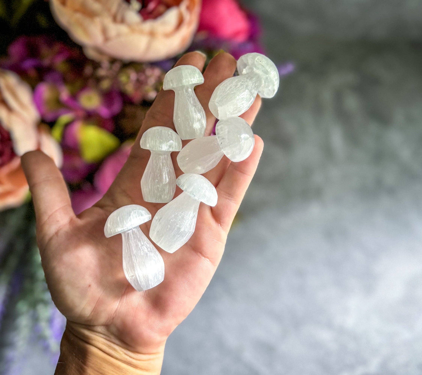 1 3/4" Selenite Mushroom, Crystal Mushrooms, Fall Decor