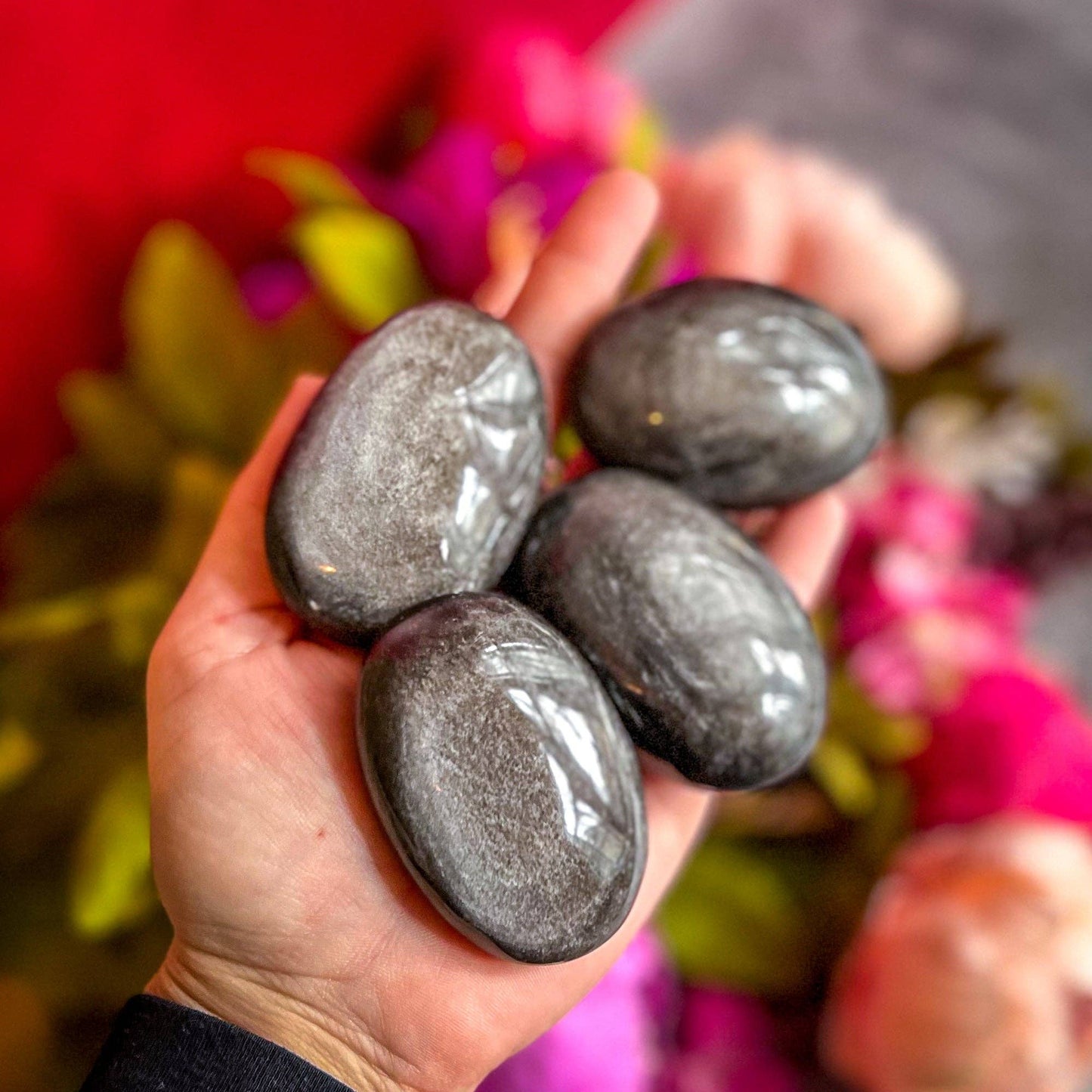 Silver Obsidian Palmstones