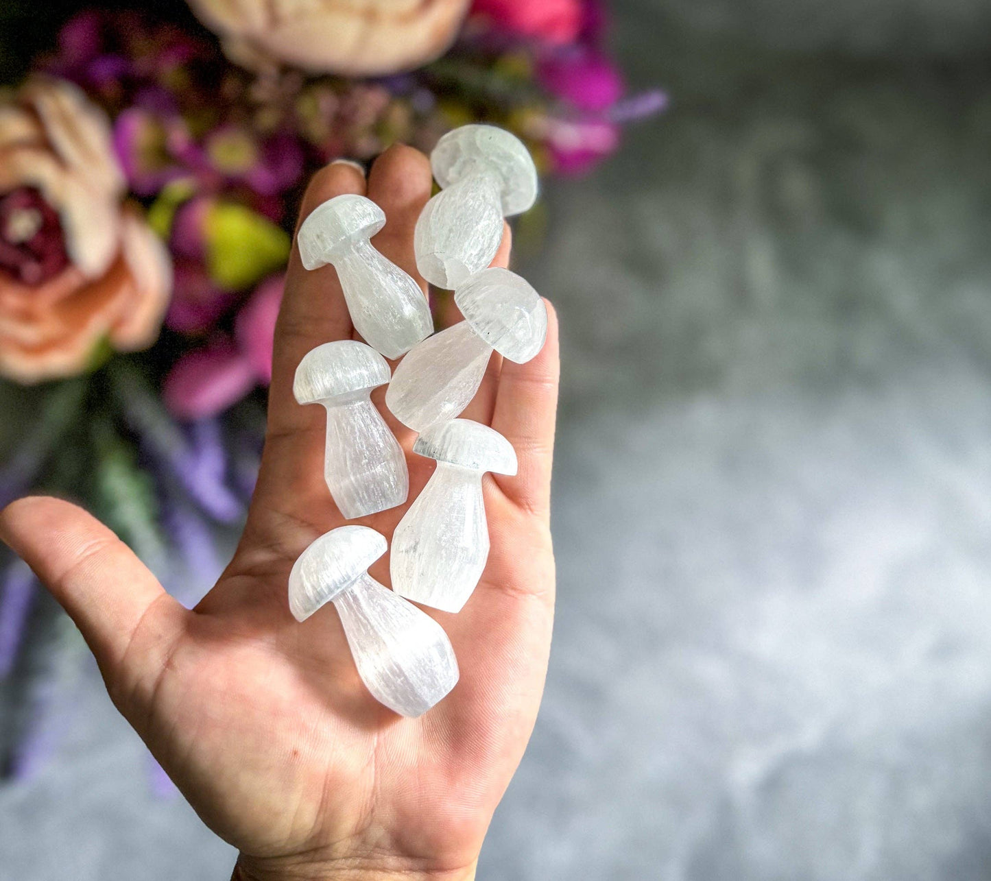 1 3/4" Selenite Mushroom, Crystal Mushrooms, Fall Decor