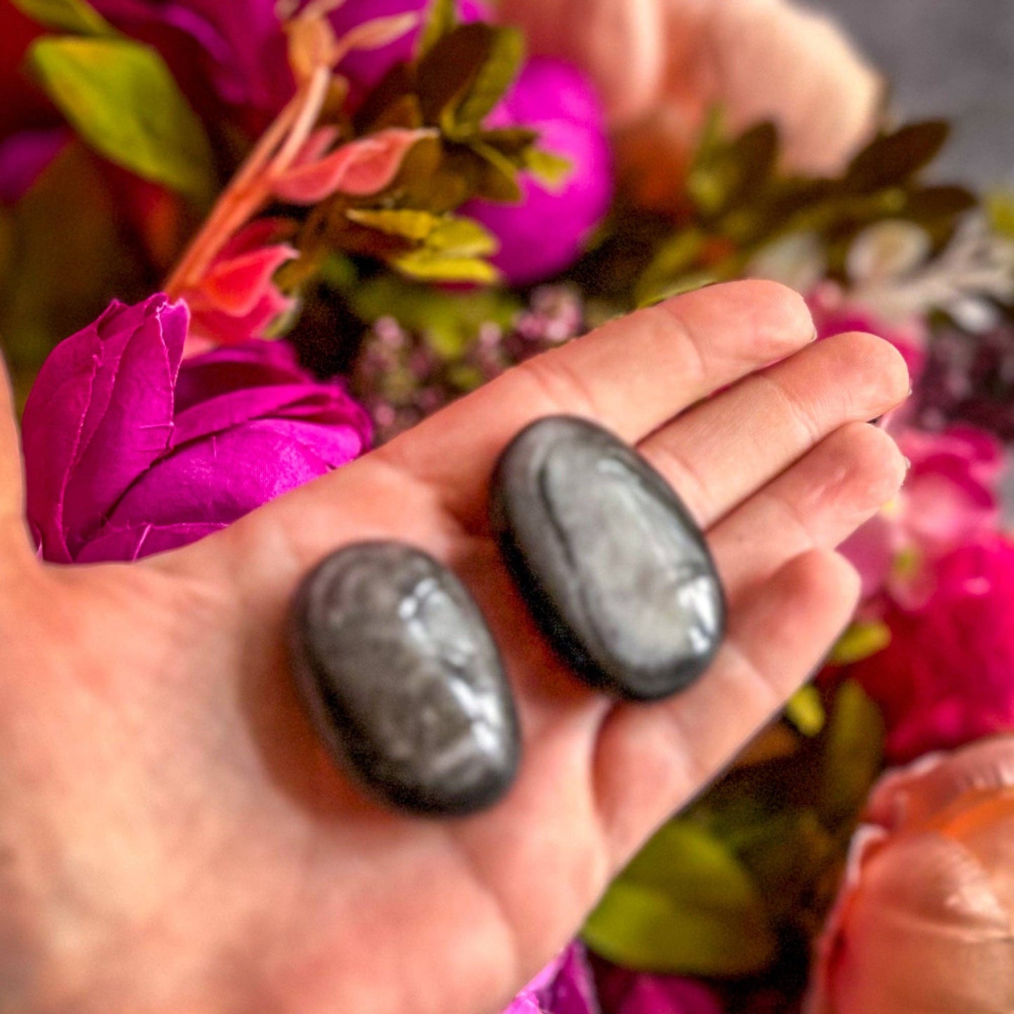 Silver Obsidian Palmstones