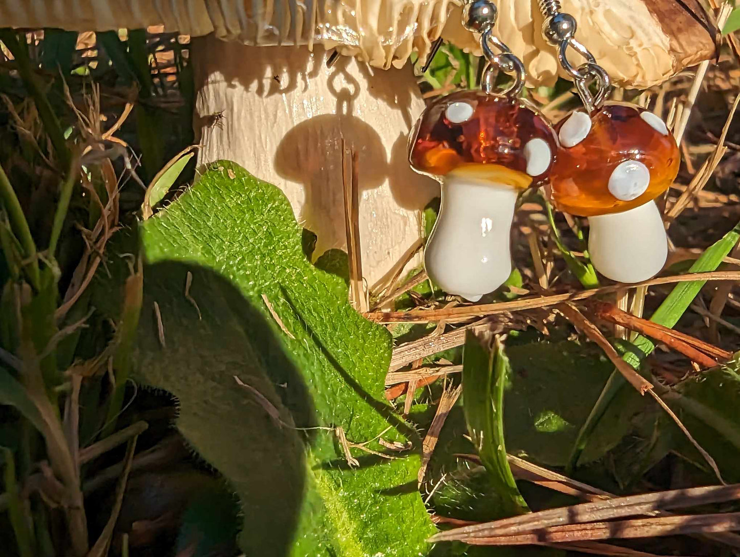 Brown Mushroom Earrings