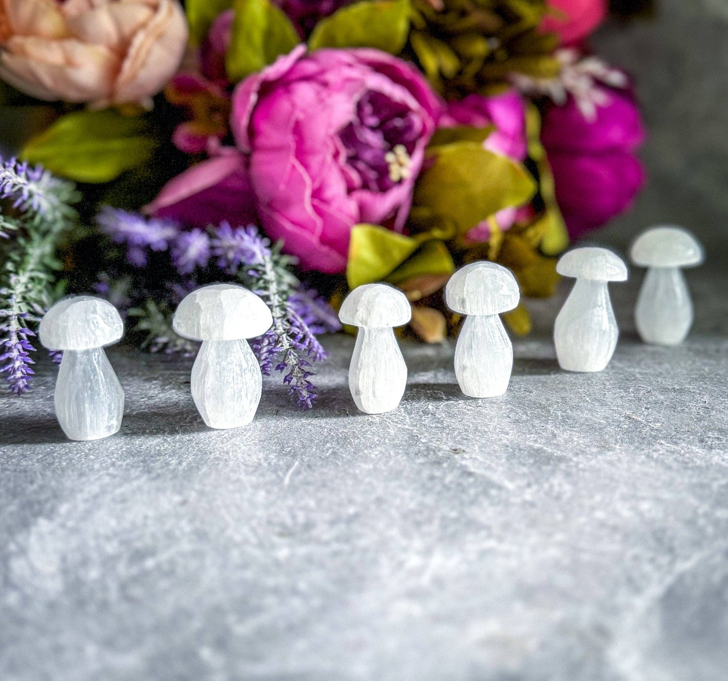 1 3/4" Selenite Mushroom, Crystal Mushrooms, Fall Decor